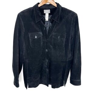 Liz Claiborne Collection Vintage Heavy Suede Black Jacket Excellent Condition L